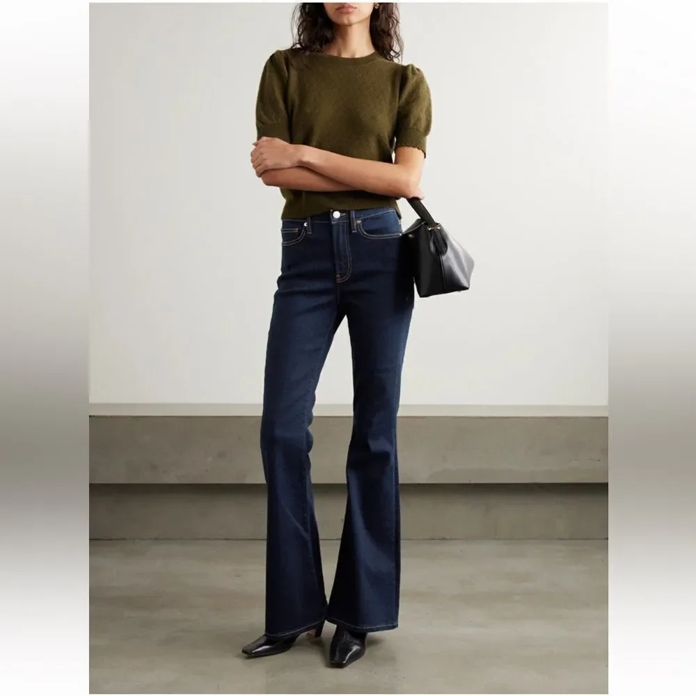 NWT FRAME Le Pixie High Flare in Indigo dark wash - Picture 3 of 14